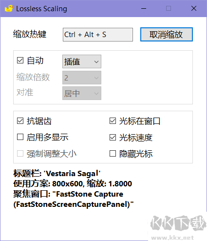 游戲窗口無(wú)損縮小/放大工具(Lossless Scaling)