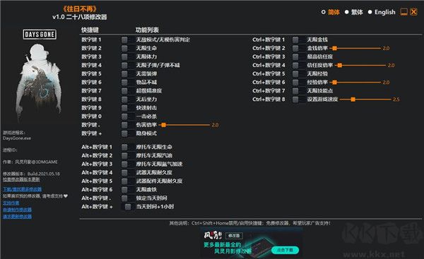 往日不再二十八項修改器