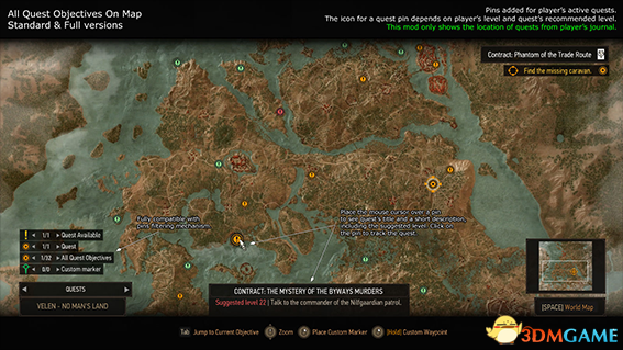 巫師3狂獵地圖中顯示所有任務(wù)目標(biāo)MOD