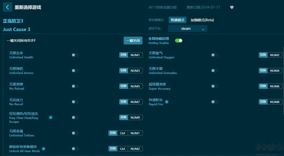 正當防衛(wèi)3十七項修改器