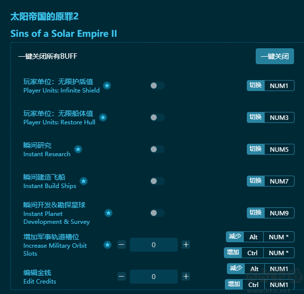 太陽(yáng)帝國(guó)的原罪2三十項(xiàng)修改器綠色版